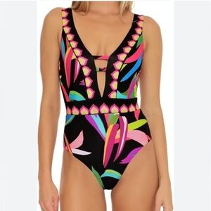 Trina Turk Black Multicolor One Piece Swimsuit